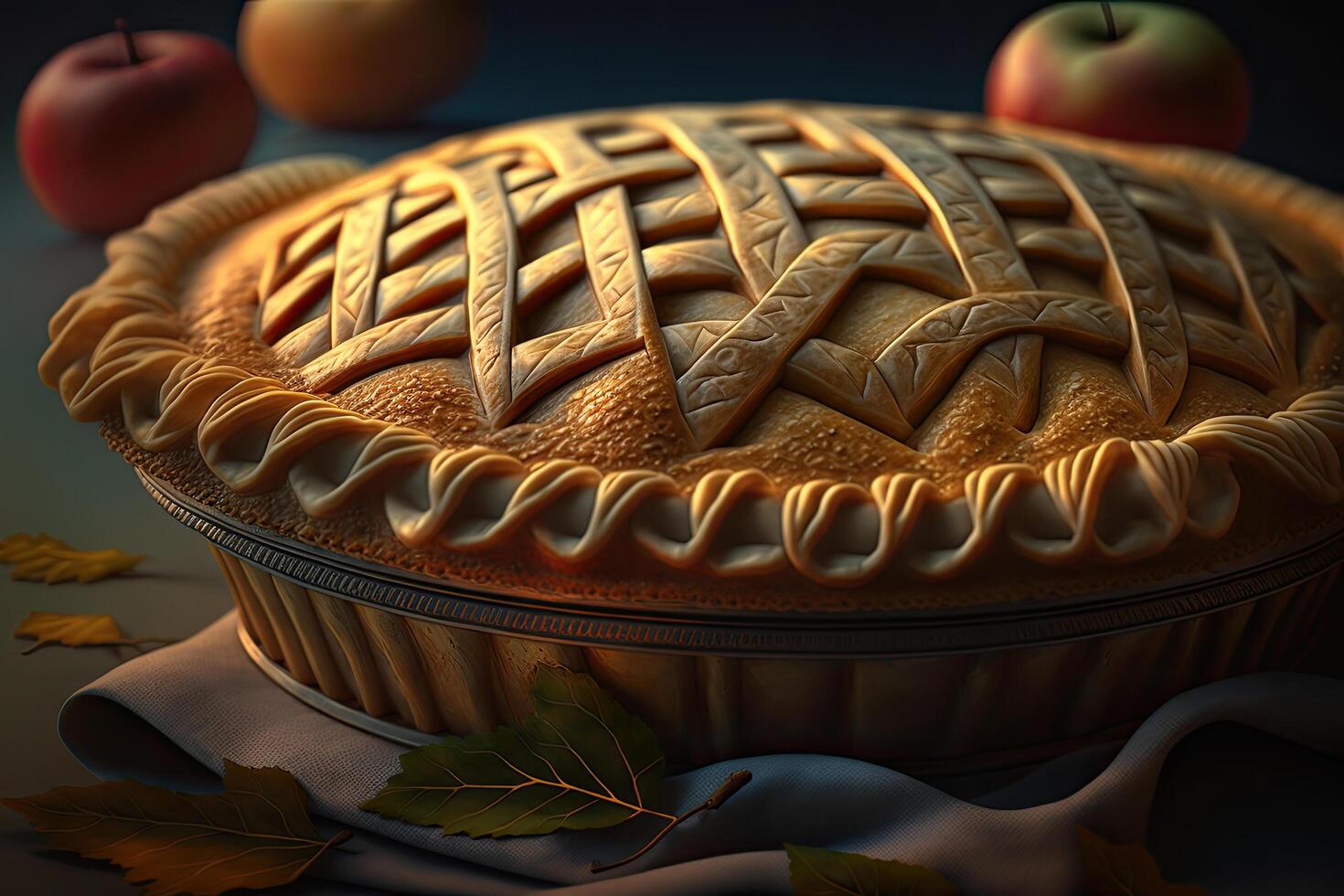 Frais cuit parfumé Pomme tarte. illustration ai génératif photo