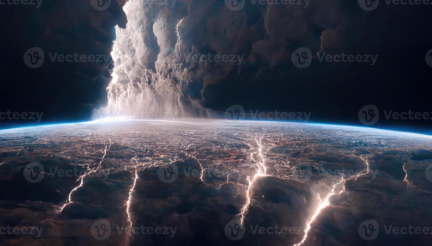 illustration de une orage comme vu de espace photo