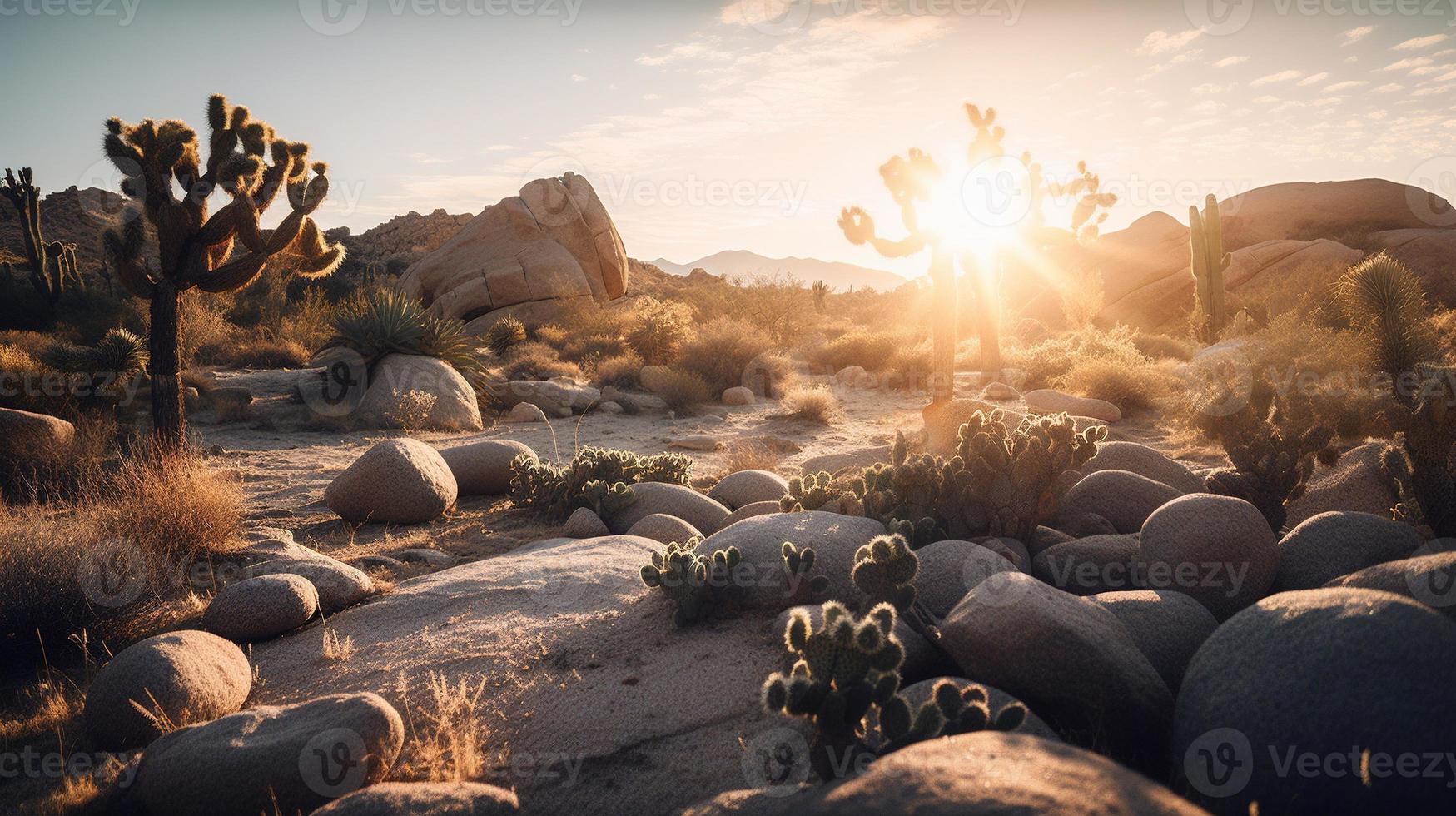 le coucher du soleil dans Joshua arbre nationale parc, Californie, uni États photo