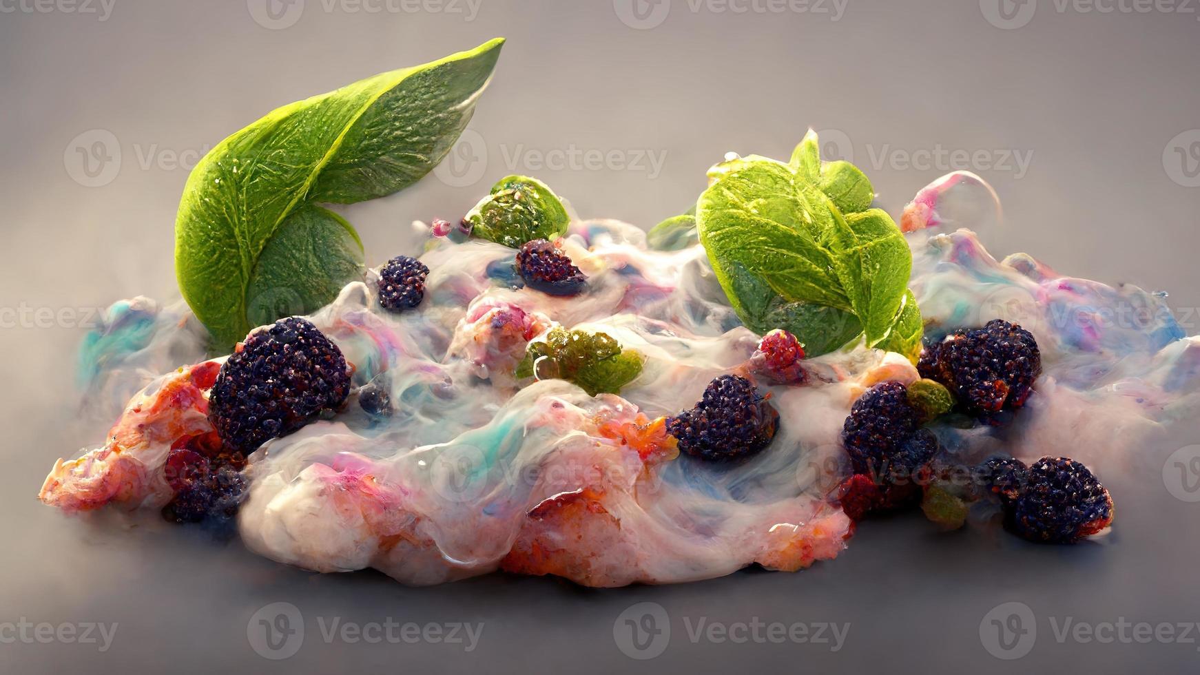 appétissant dessert avec la glace crème avec des fruits et baies. 3d illustration. photo