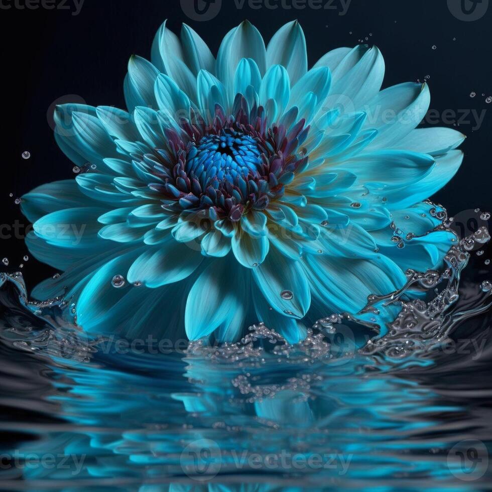 magnifique bleu fleur dans le l'eau. génératif ai photo