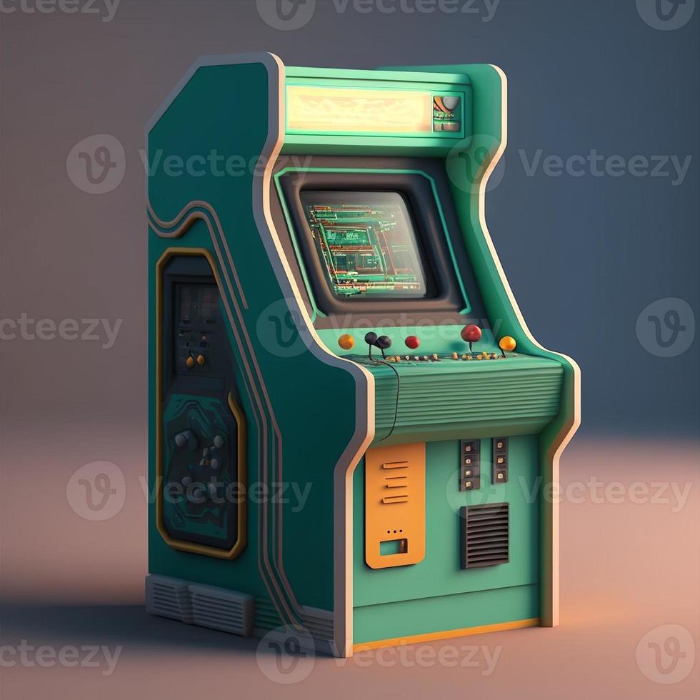 rétro arcade machine illustration, années 80, nostalgie. ai photo
