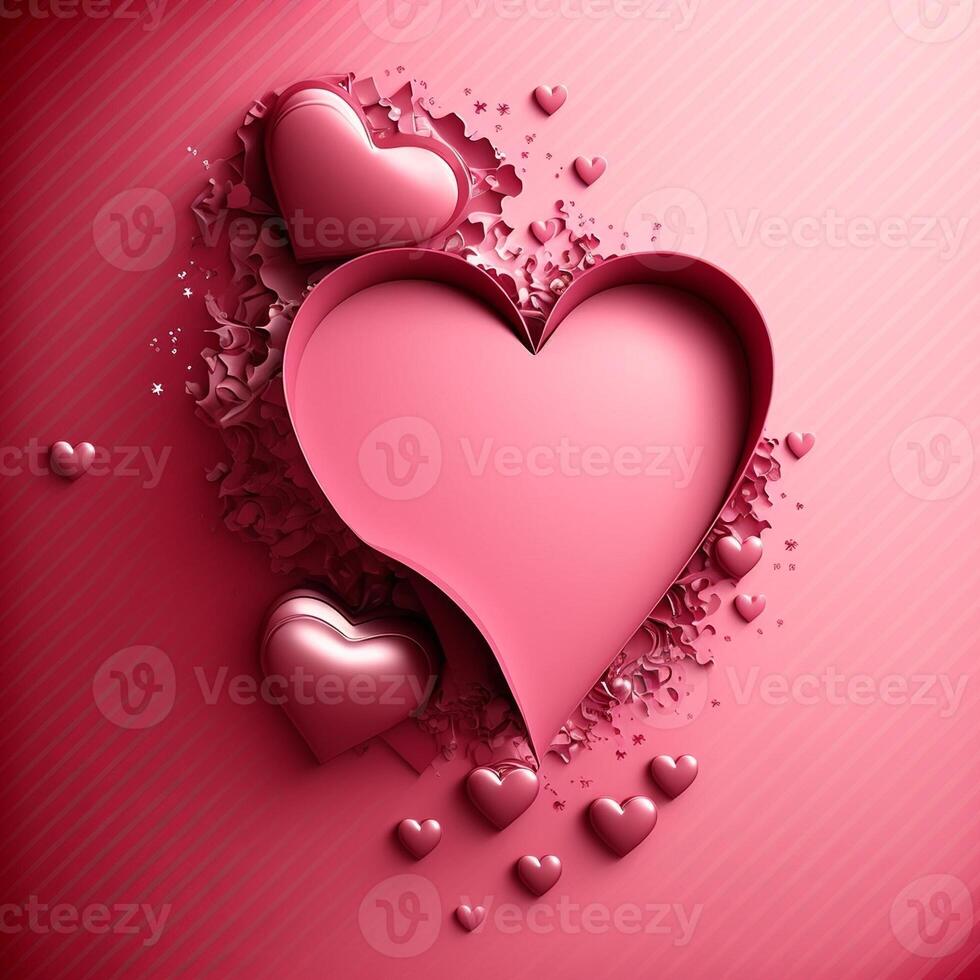 rose cœurs à motifs sur rose arrière-plan, la Saint-Valentin journée. génératif ai photo