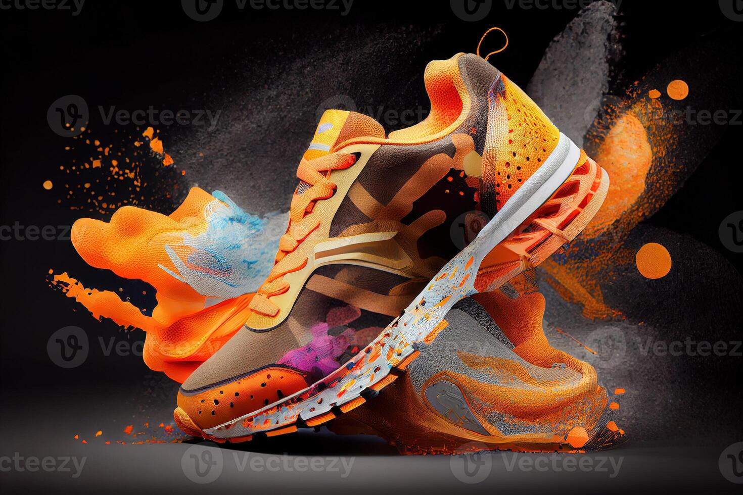 femme sport chaussures. génératif ai. numérique art illustration photo