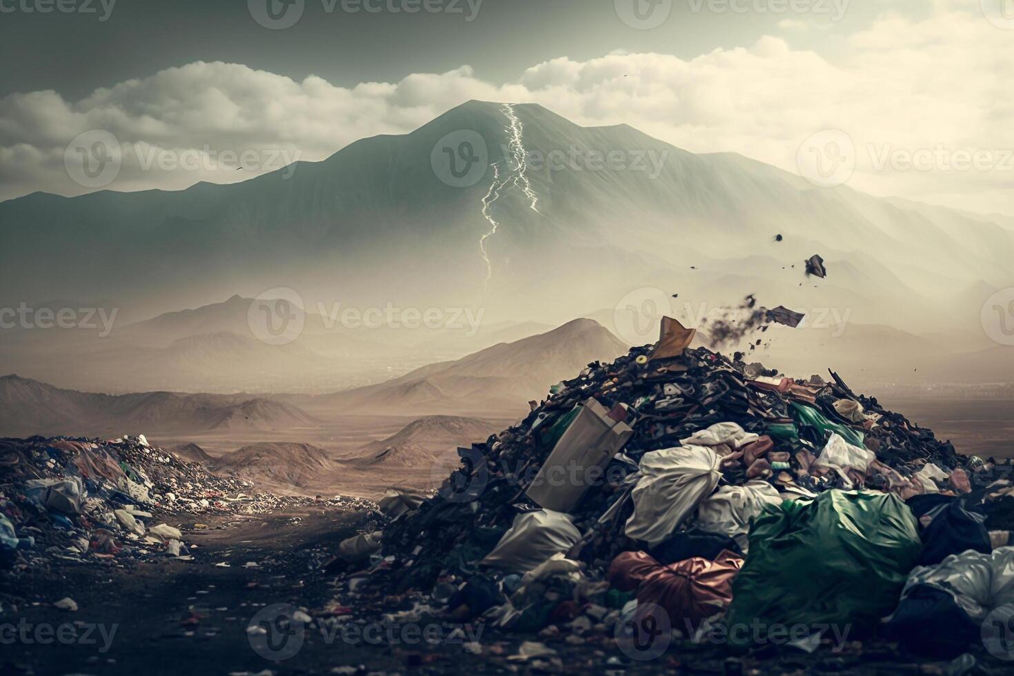 des ordures dépotoir, nature la pollution génératif ai photo