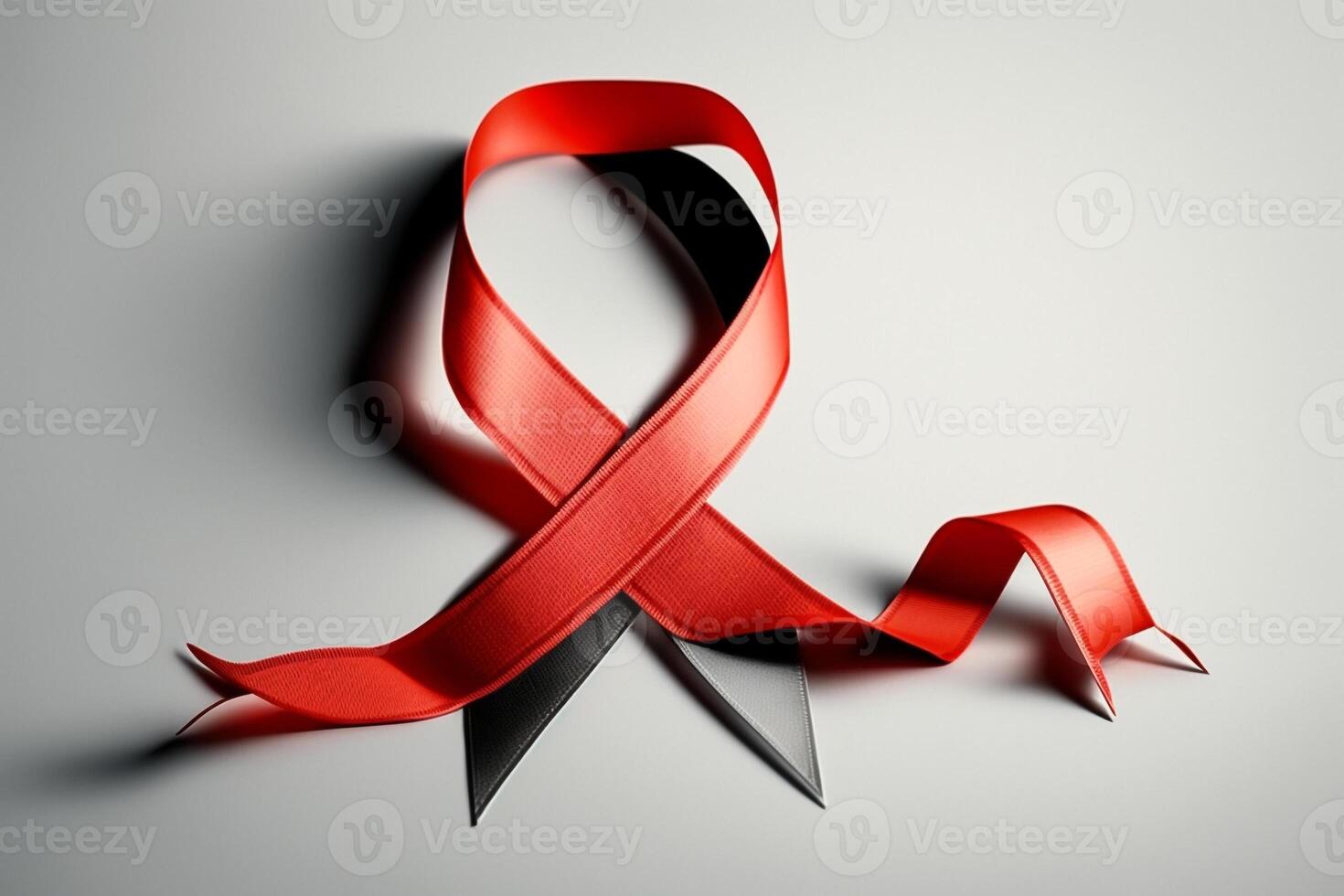 rouge ruban symbole de le bats toi contre cancer génératif ai photo
