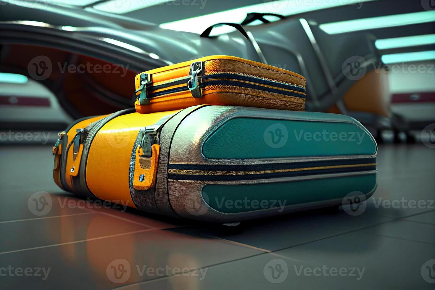 air bagage les valises dans aéroport illustration génératif ai photo