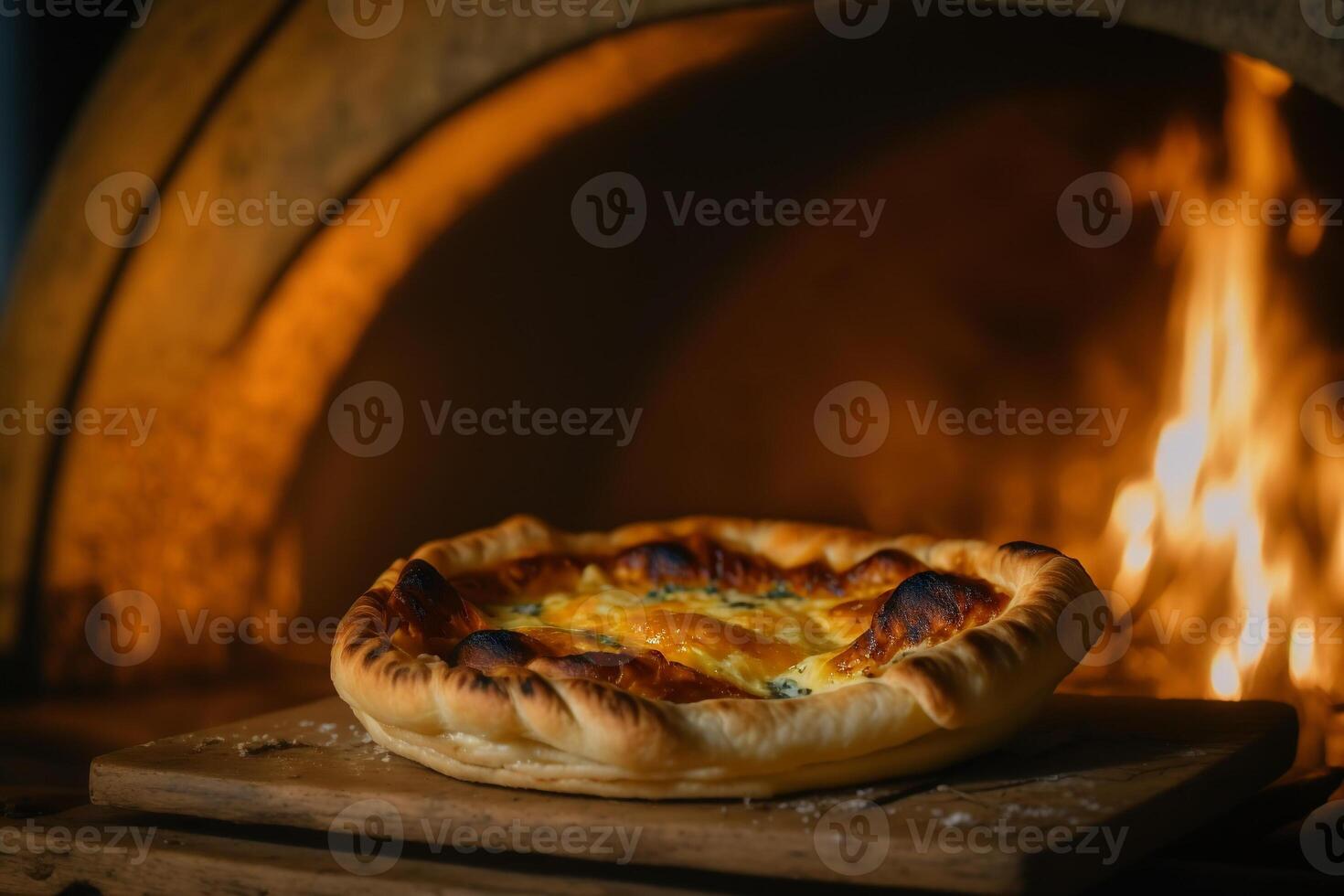 four cuit fromage khachapuri avec d'or croûte et Oeuf illustration génératif ai photo