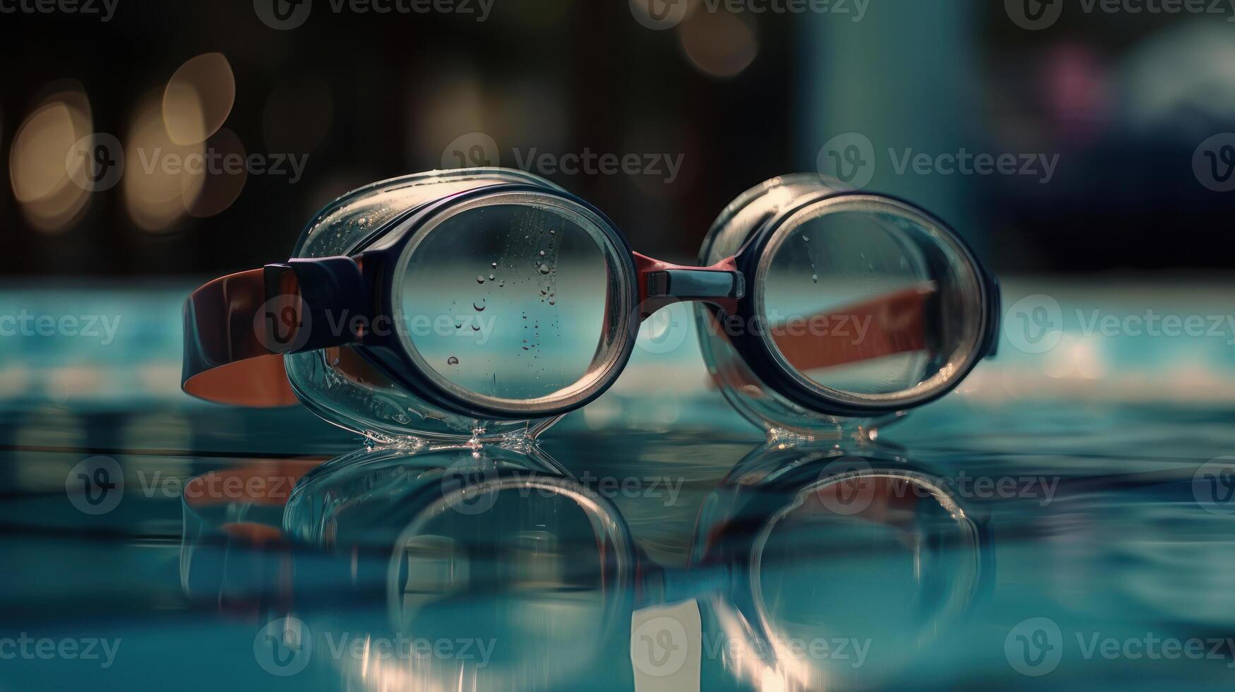 nager des lunettes de protection des lunettes dans le bassin génératif ai photo