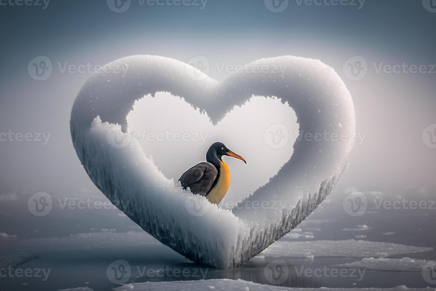 congelé la glace cœur hiver symbole l'amour génératif ai photo