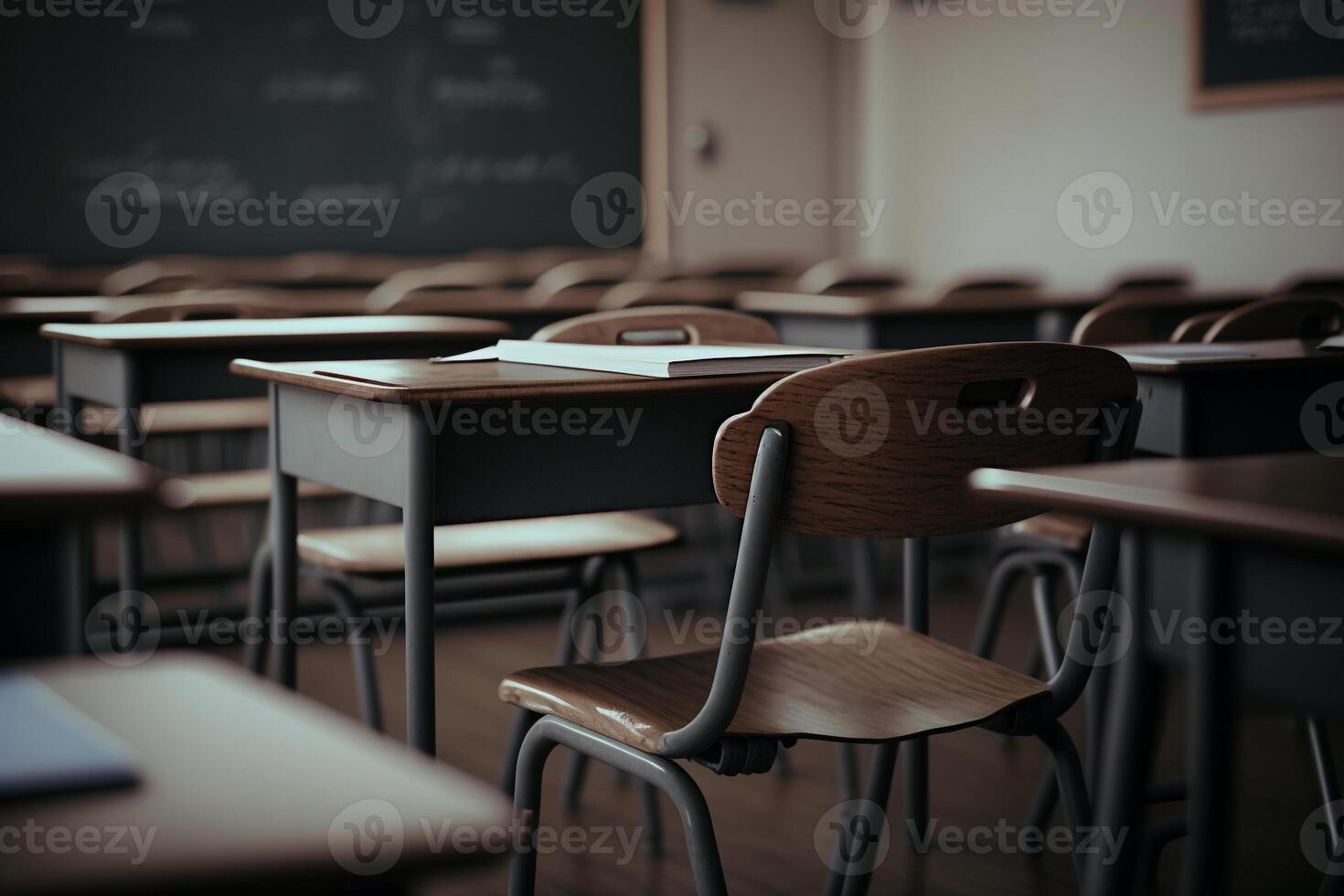 école vide salle de cours avec les tables illustration génératif ai photo