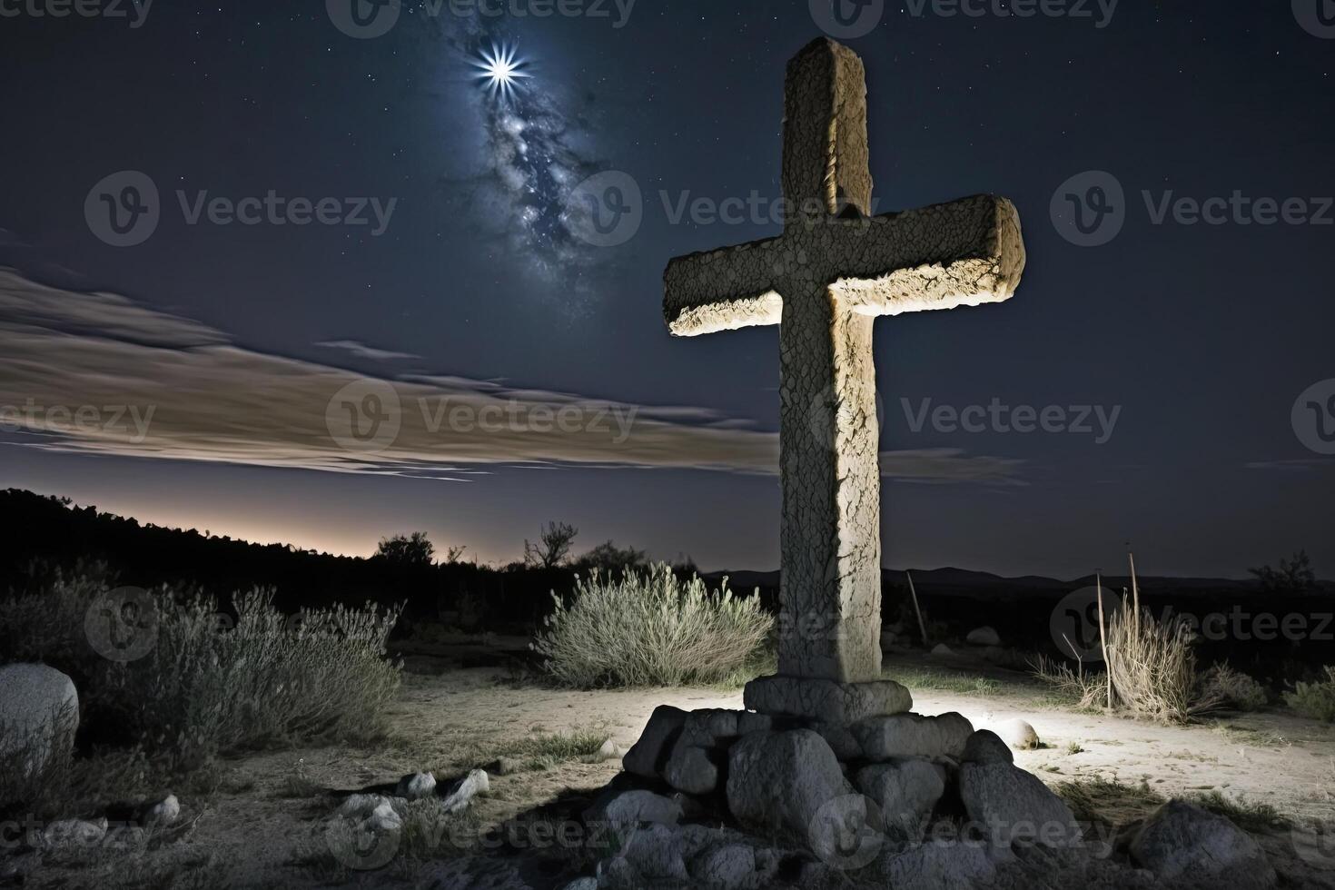 traverser dans le milieu de le forêt. christianisme concept. génératif ai photo