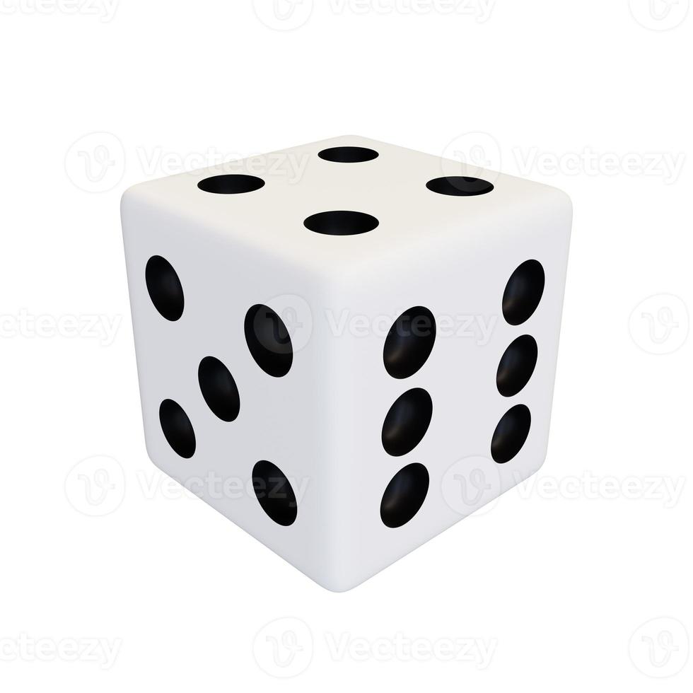 blanc Plastique dé. blanc réaliste Jeu cube. photo