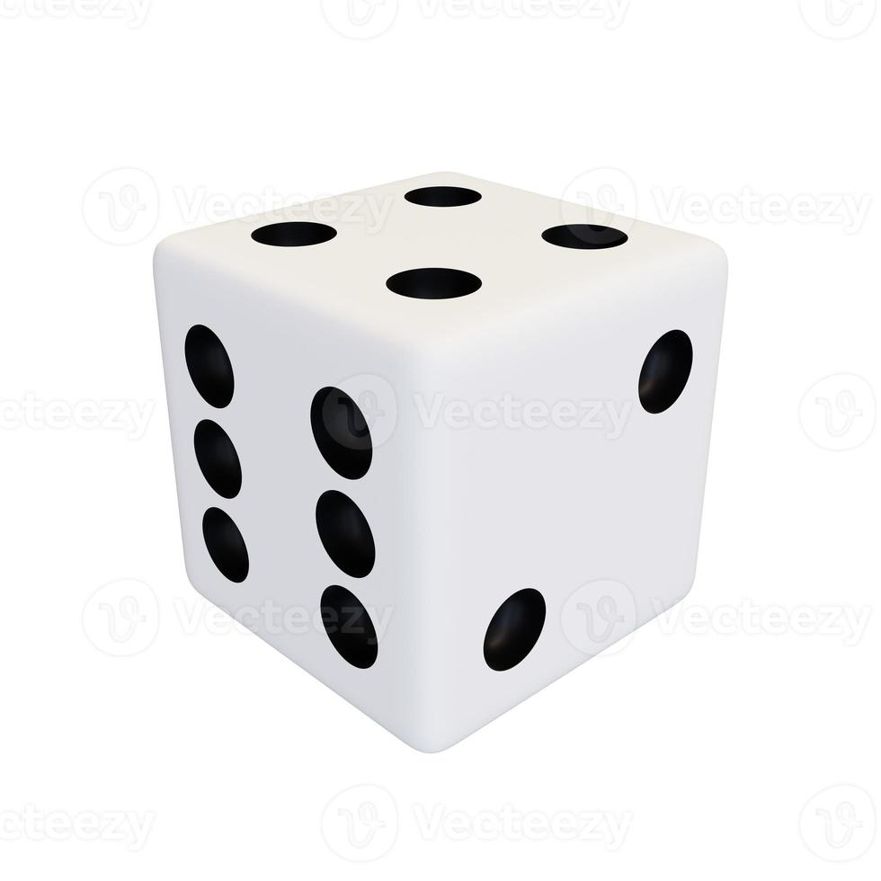 blanc Plastique Jeu dé. blanc réaliste Jeu cube. photo