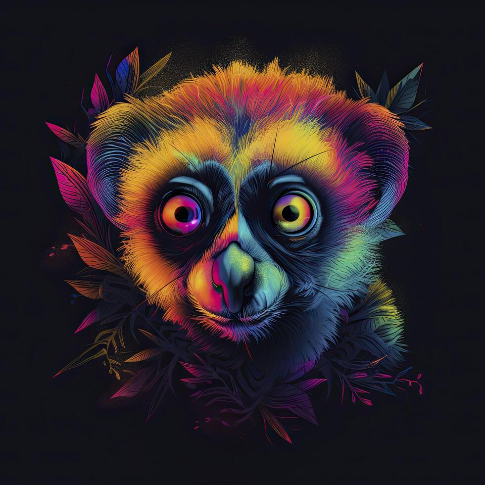 loris dans néon couleurs. génératif ai. photo