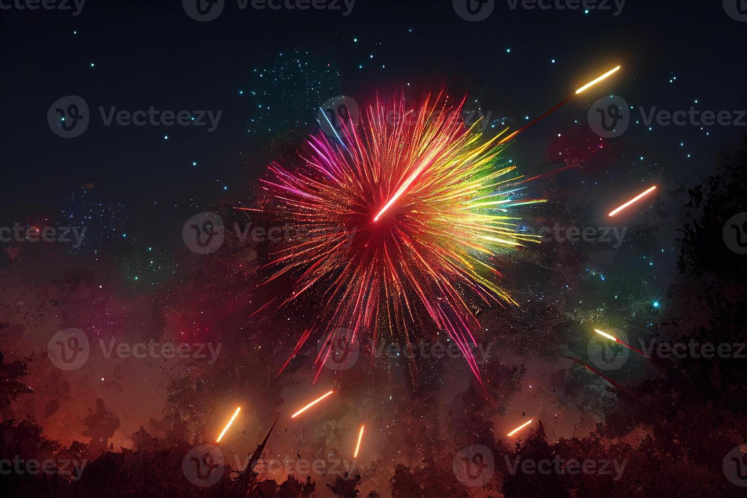 pétillant Couleur feux d'artifice. ai généré photo