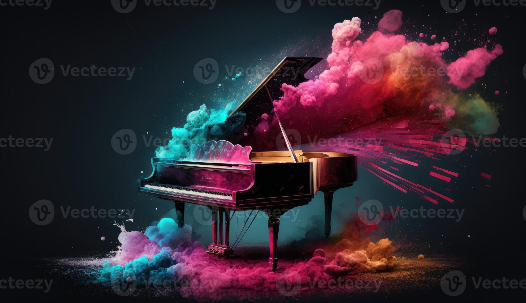 piano photo fabriqué de coloré poussière des nuages