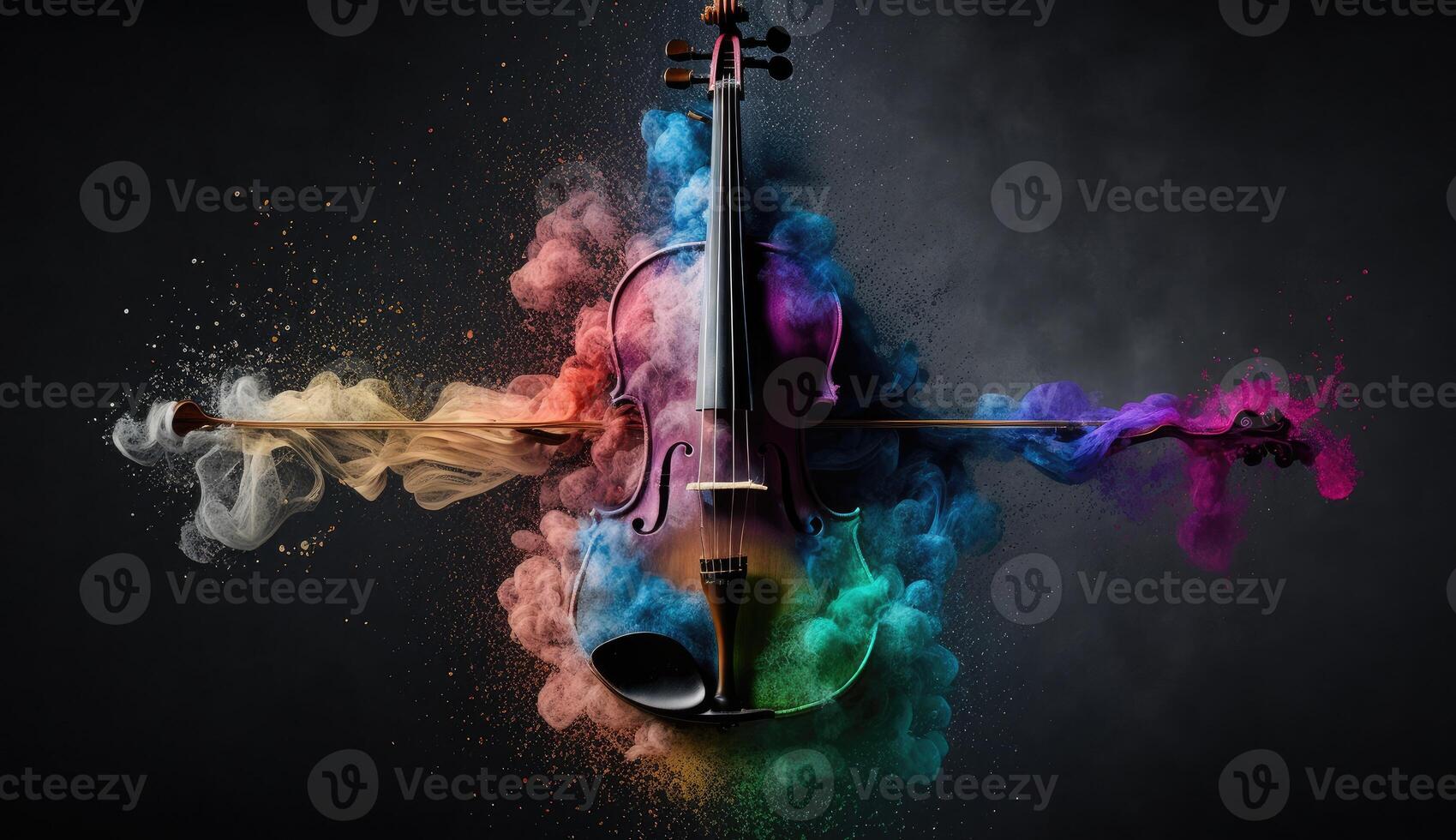 violon photo fabriqué de coloré poussière des nuages
