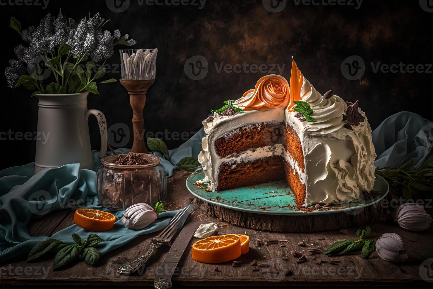 Gâteau à la Carotte avec un Glaçage de Crème Fromagère photo