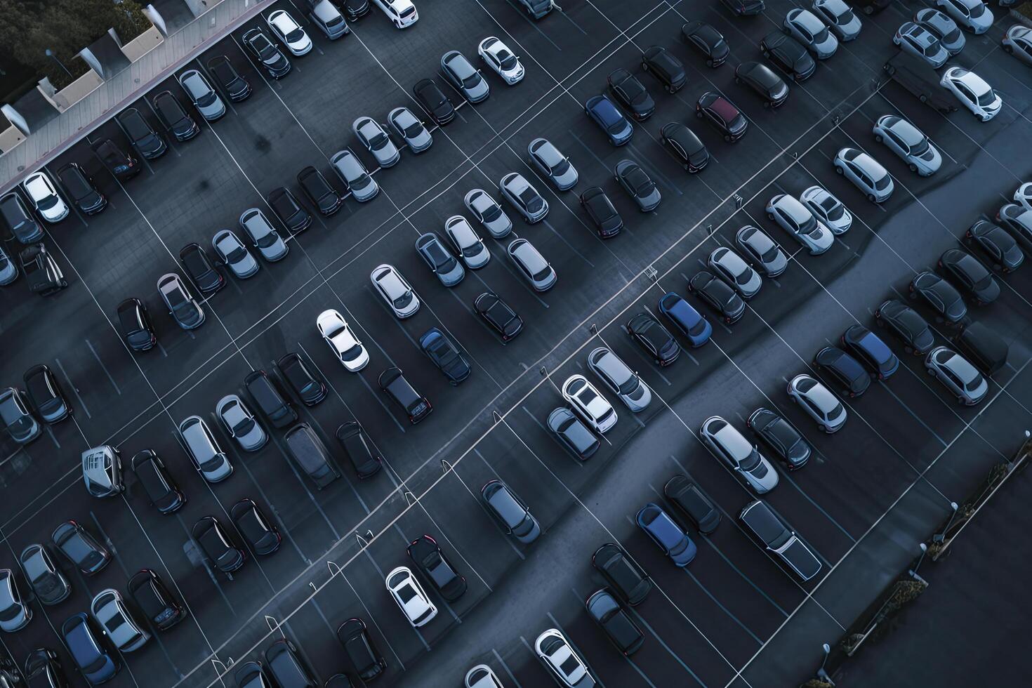 aérien vue parking lot et voiture.générative ai photo