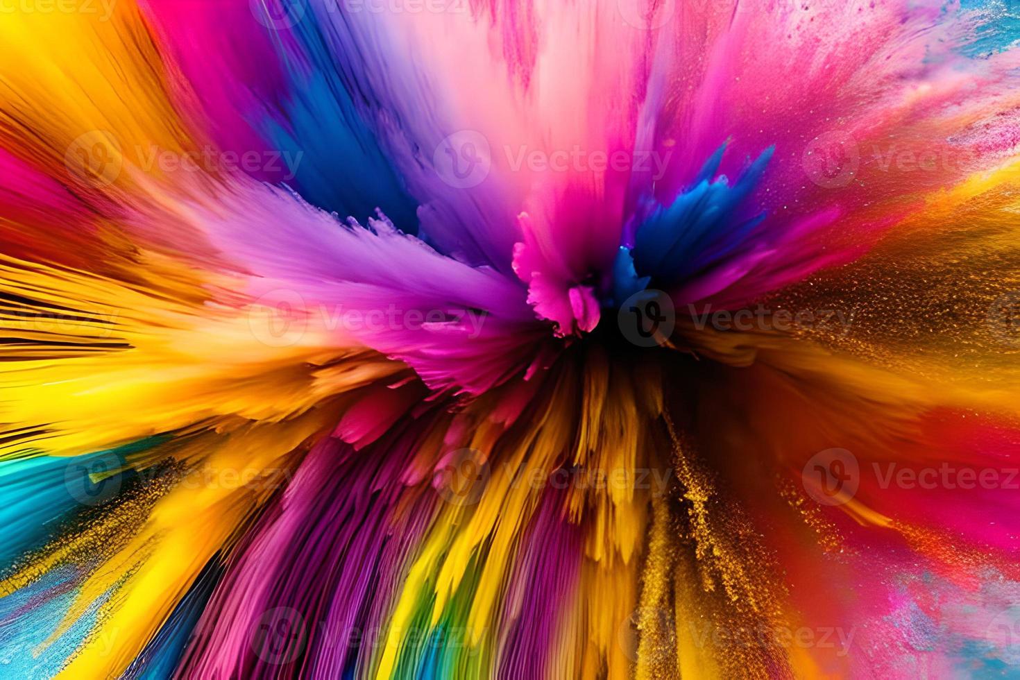 multicolore éclaboussure de particules Festival de couleurs poudre éclater exploser et éclabousser poudre. abstrait coloré Contexte. saint festival. photo