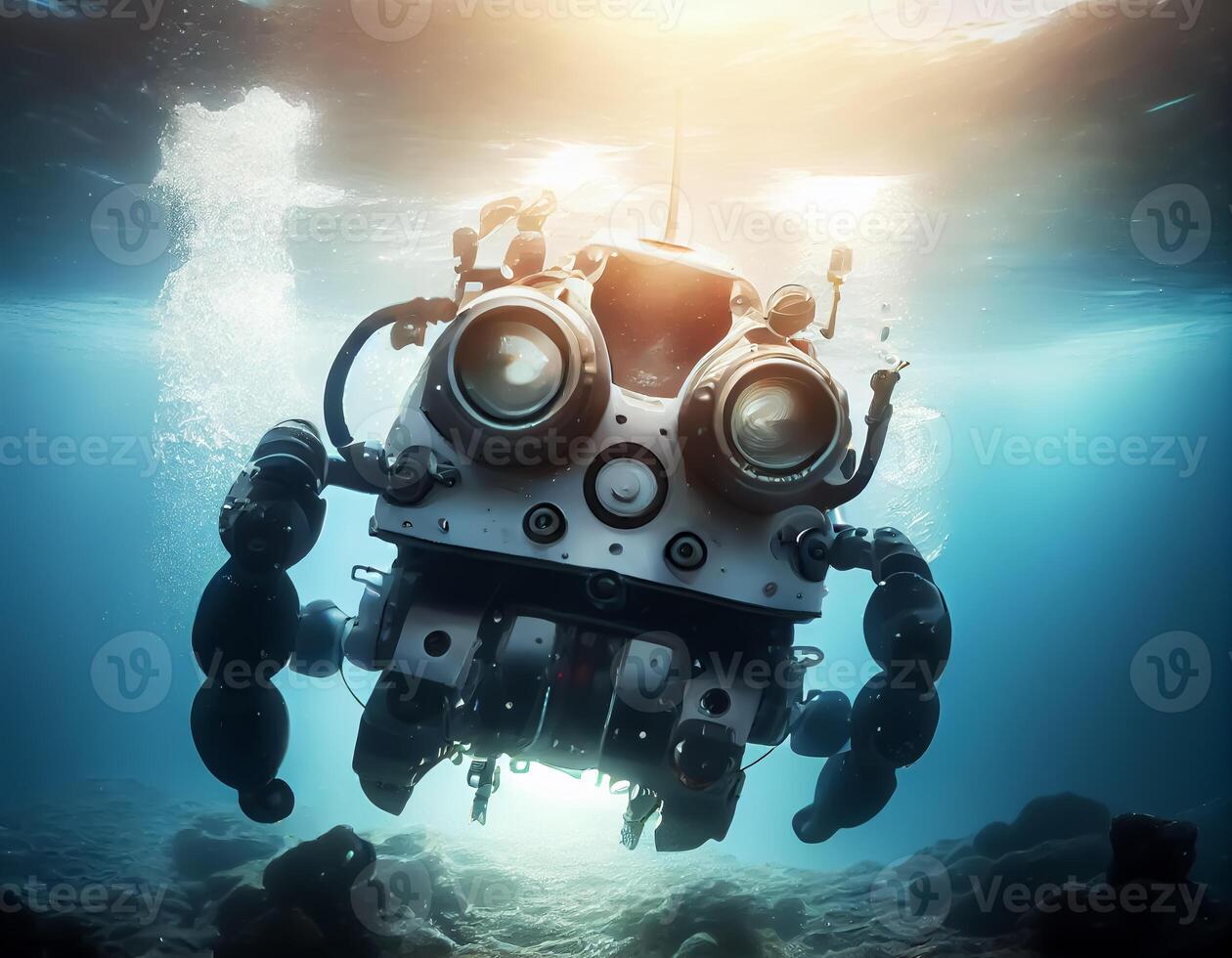 robot nager dans le mer.génératif ai photo