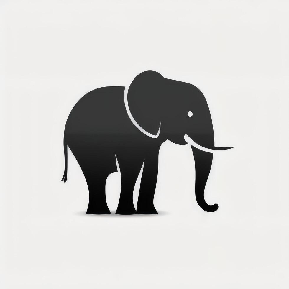 noir l'éléphant logo sur blanc Contexte génératif ai photo