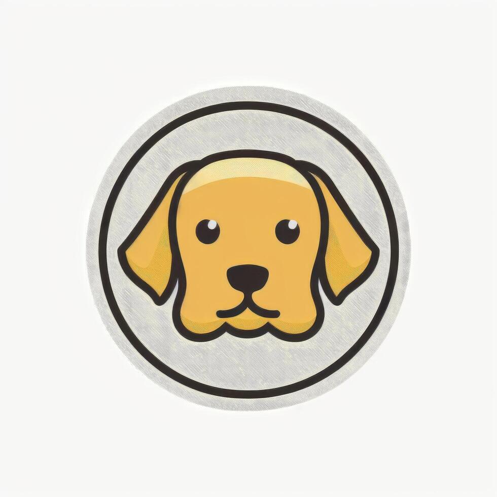 Facile mignonne marron chien logo sur blanc Contexte génératif ai photo