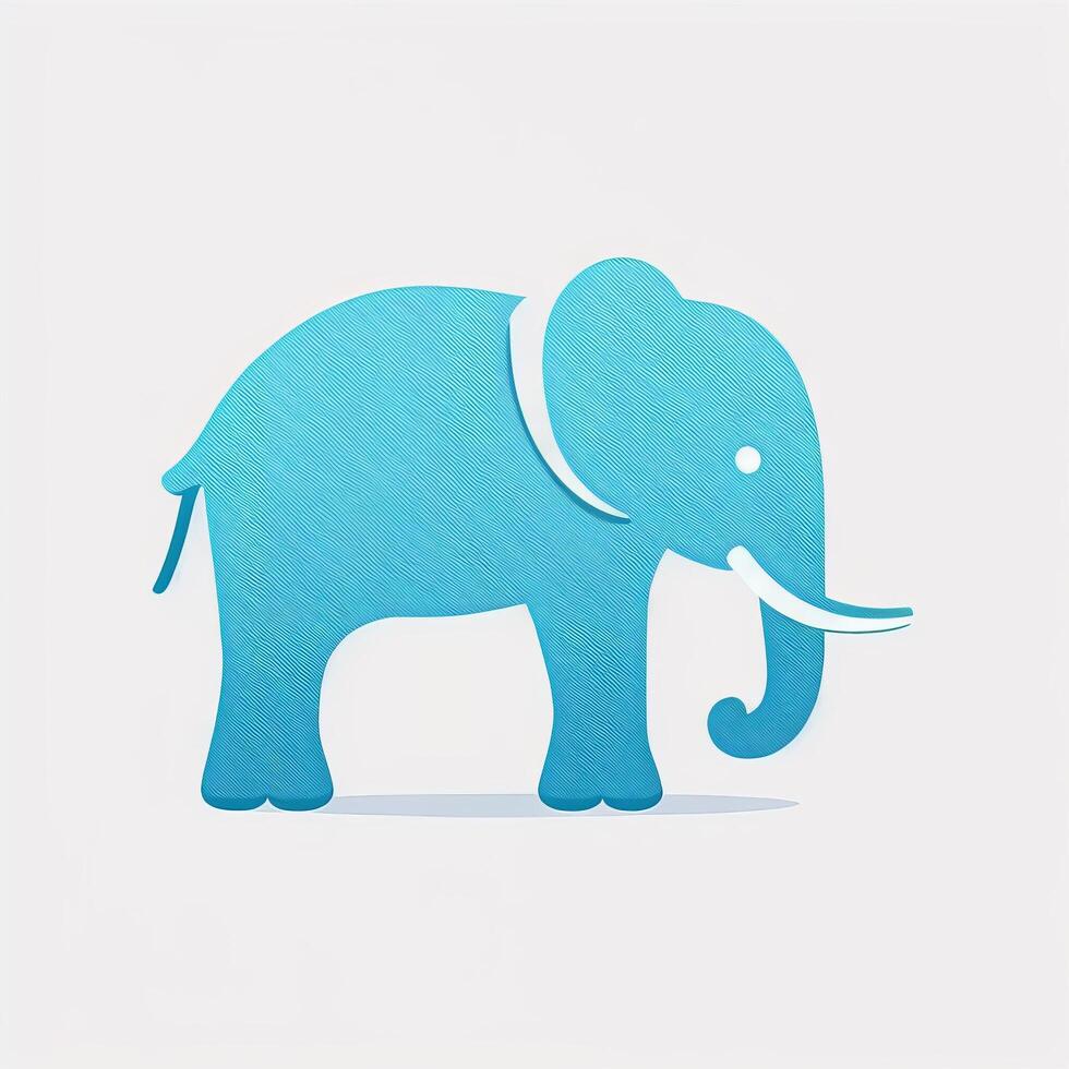 bleu l'éléphant logo sur blanc Contexte génératif ai photo