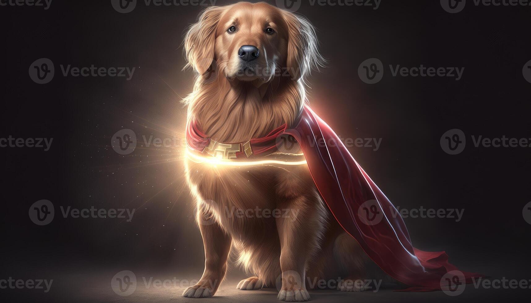 mignonne d'or retriever chien dans une super héros costume génératif ai photo