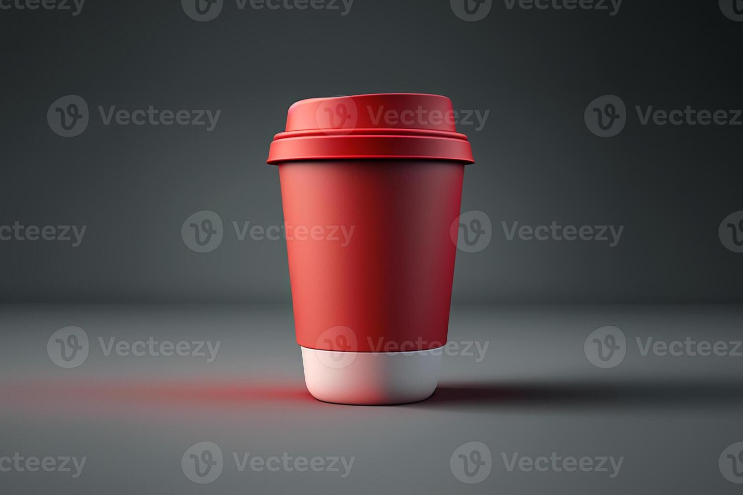rouge papier café tasse sur le gris Contexte illustration, ai généré photo
