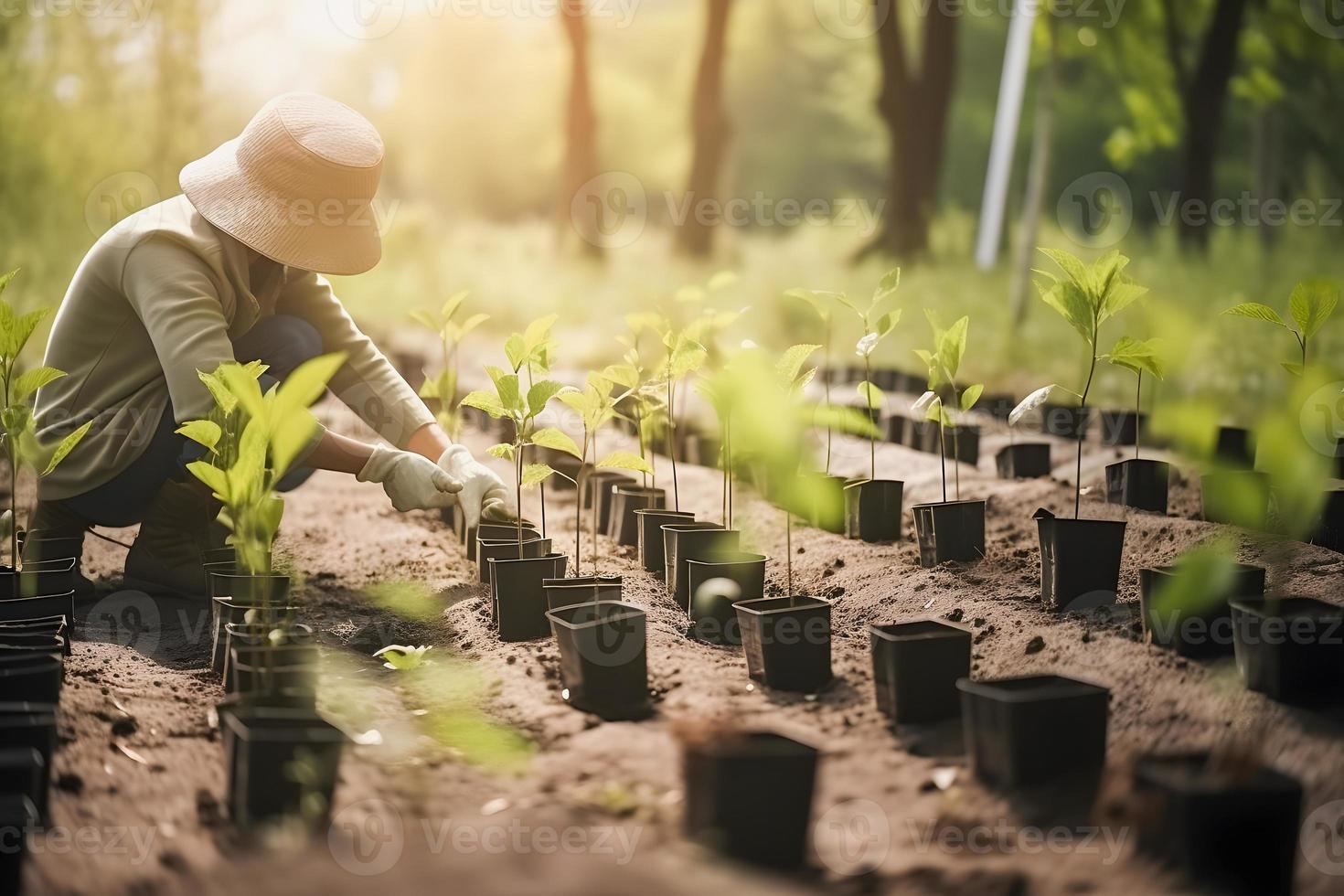 plantation des arbres pour une durable avenir. communauté jardin et environnement préservation - promouvoir habitat restauration et communauté engagement sur Terre journée photo