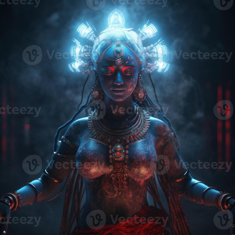 le hindou déesse kali mata plein corps image génératif ai photo