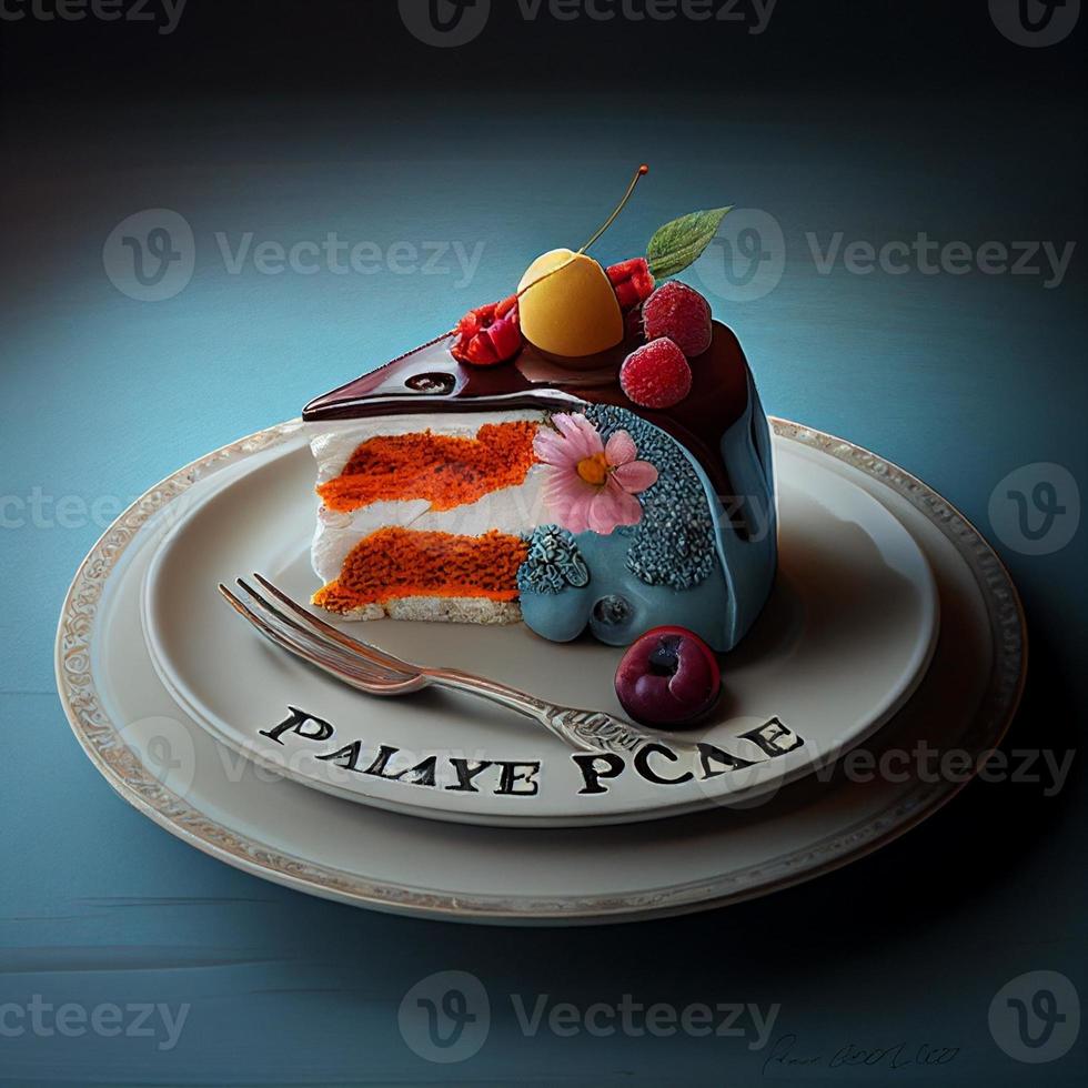 une coloré paix de fruit gâteau dans une assiette image photo