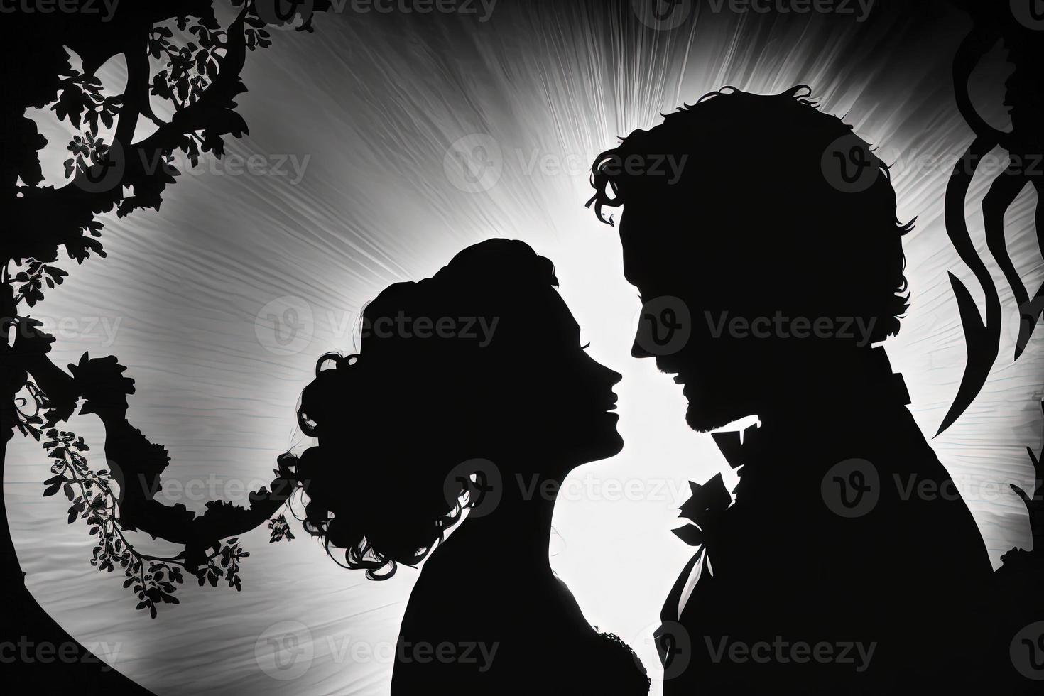 mariage couple silhoutte noir et blanc Contexte photo