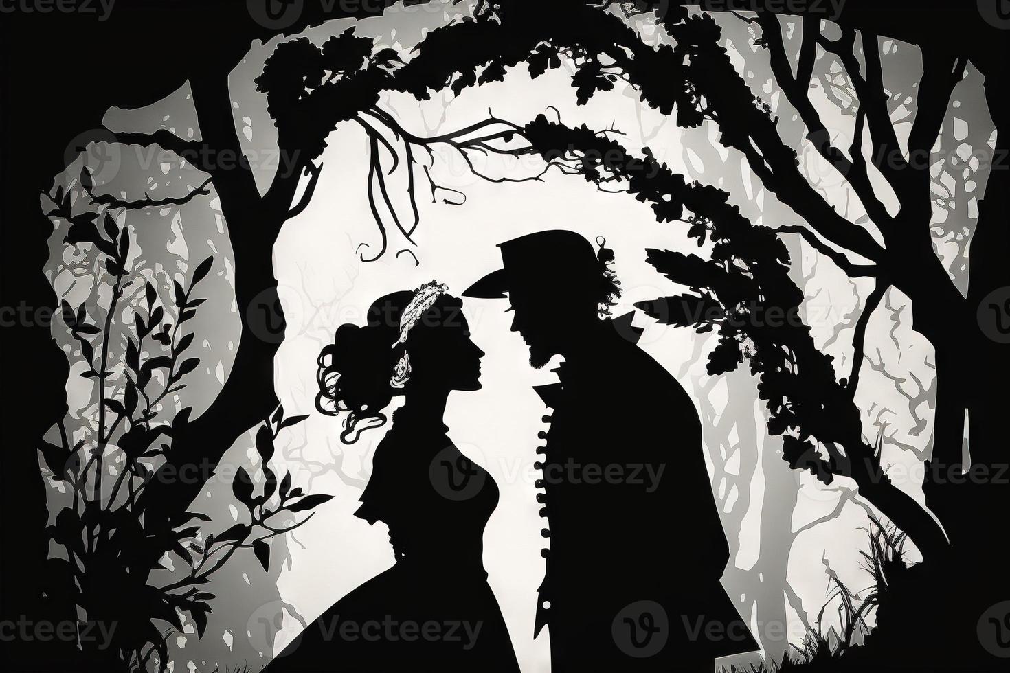 mariage couple silhoutte noir et blanc Contexte photo