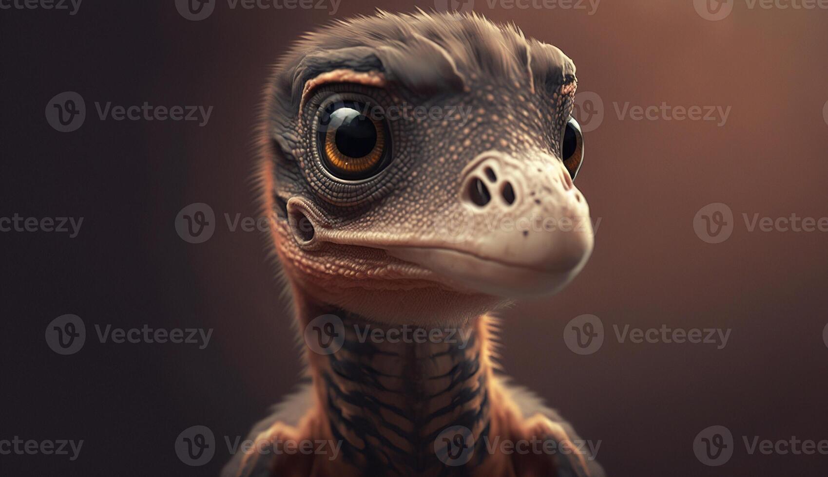 génératif ai, bébé de vélociraptor, ancien carnivore dinosaure, disparu animal. mignonne petit animal. photo