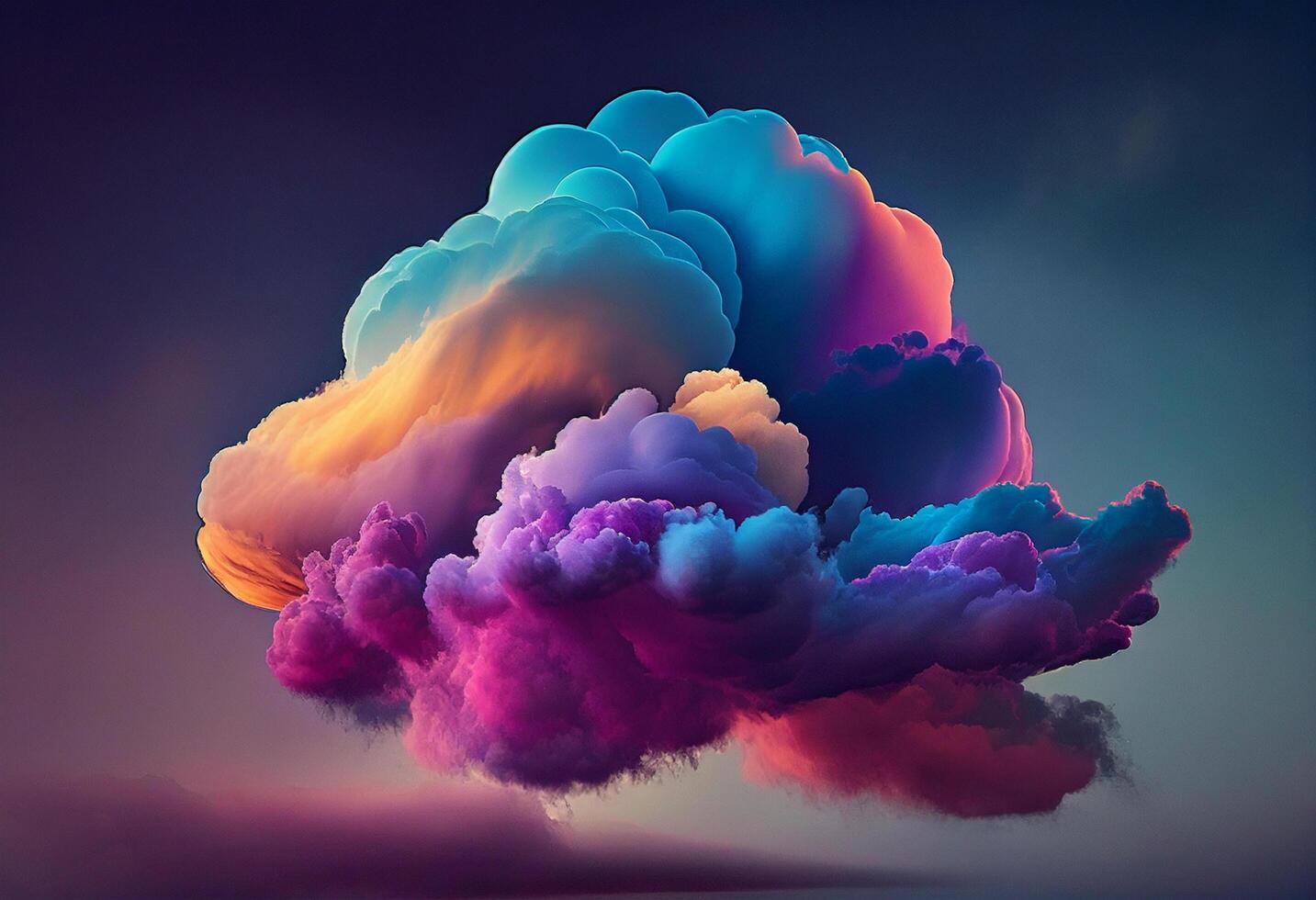 coloré des nuages sur une foncé Contexte. 3d le rendu tonique image génératif ai photo