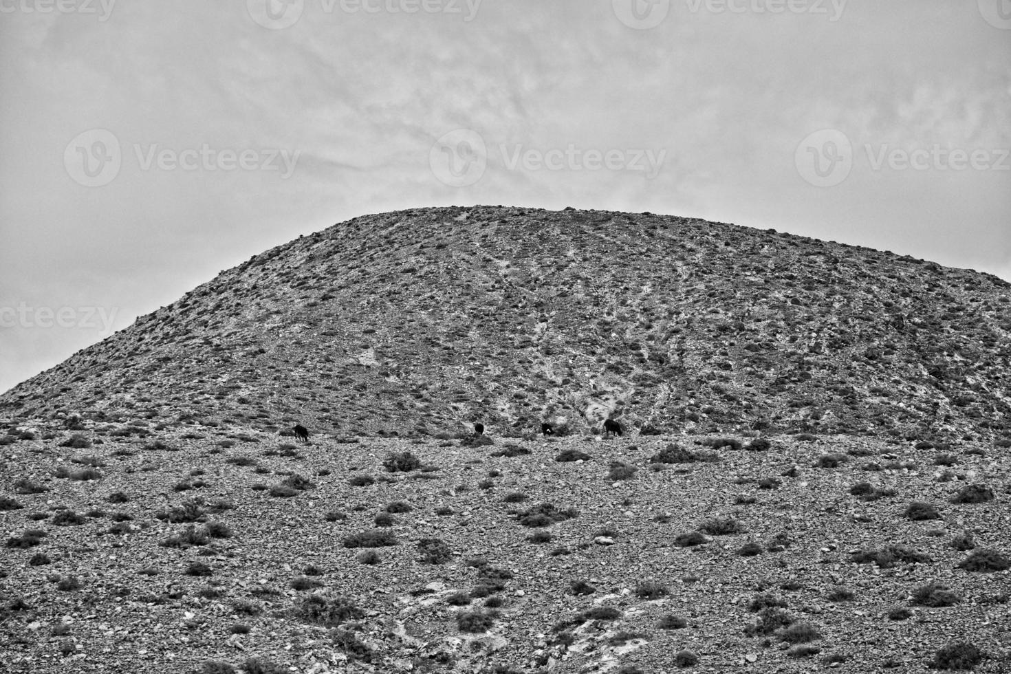 vide mystérieux montagneux paysage de le centre de le canari île Espagnol fuerteventura avec une nuageux ciel photo