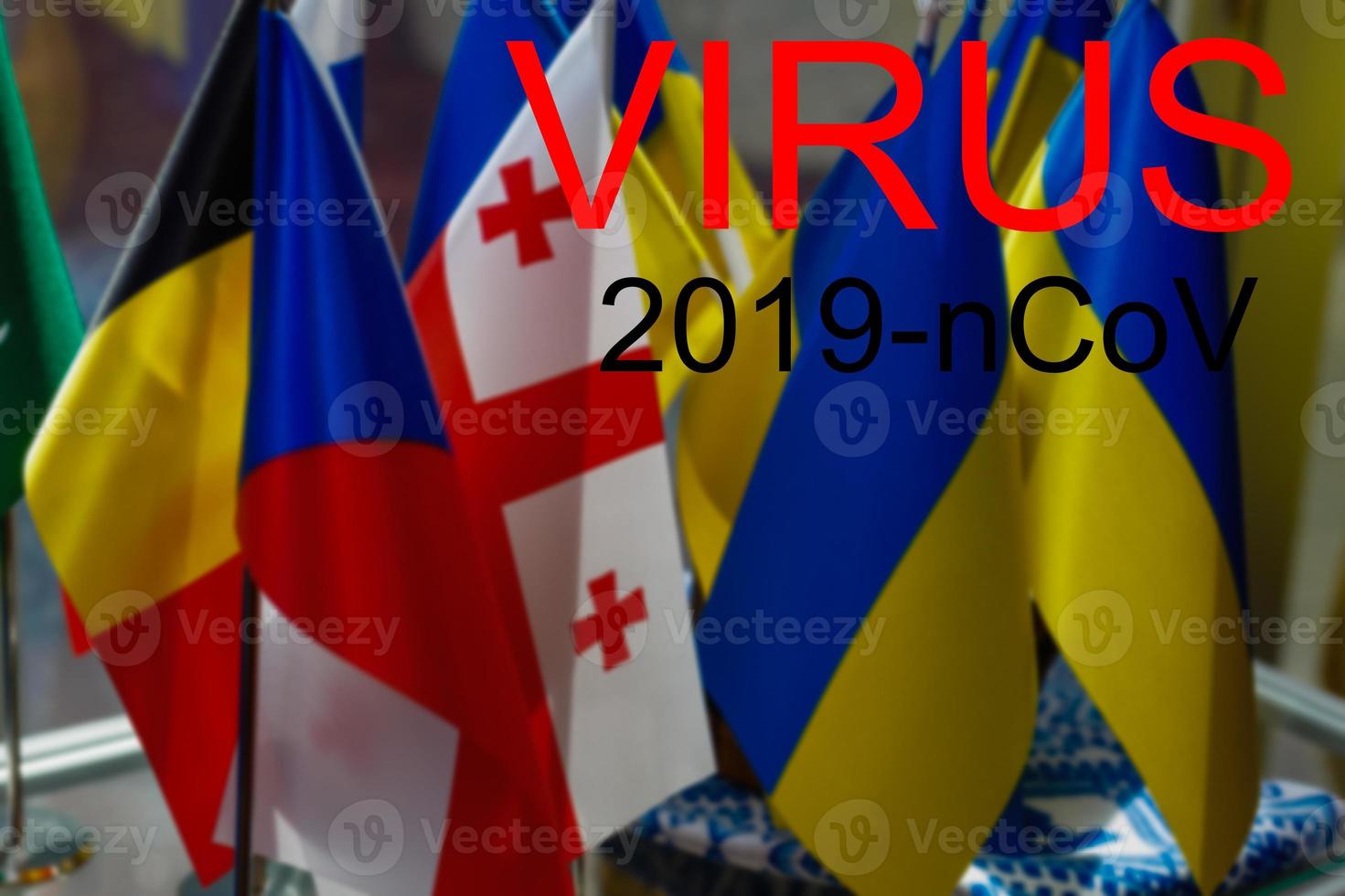 pays drapeaux avec texte coronavirus sur il. 2019 - 2020 roman coronavirus 2019-ncov concept, pour un déclenchement se produit dans Allemagne. photo