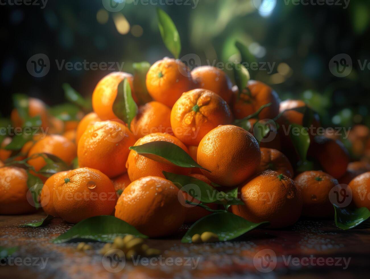 magnifique biologique Contexte de fraîchement choisi mandarines établi avec génératif ai La technologie photo