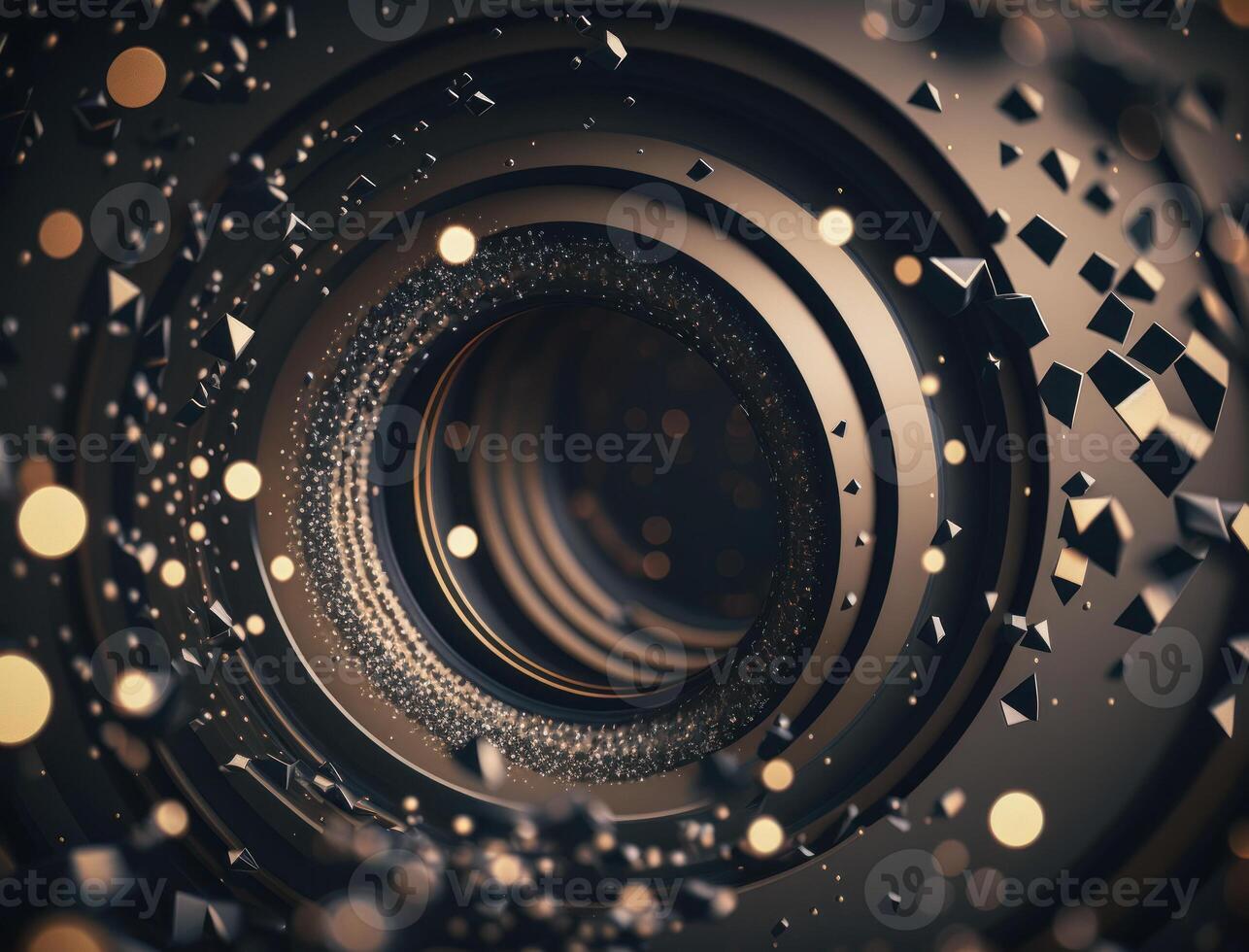 concentrique d'or anneaux formes abstrait géométrique Contexte établi avec génératif ai La technologie photo