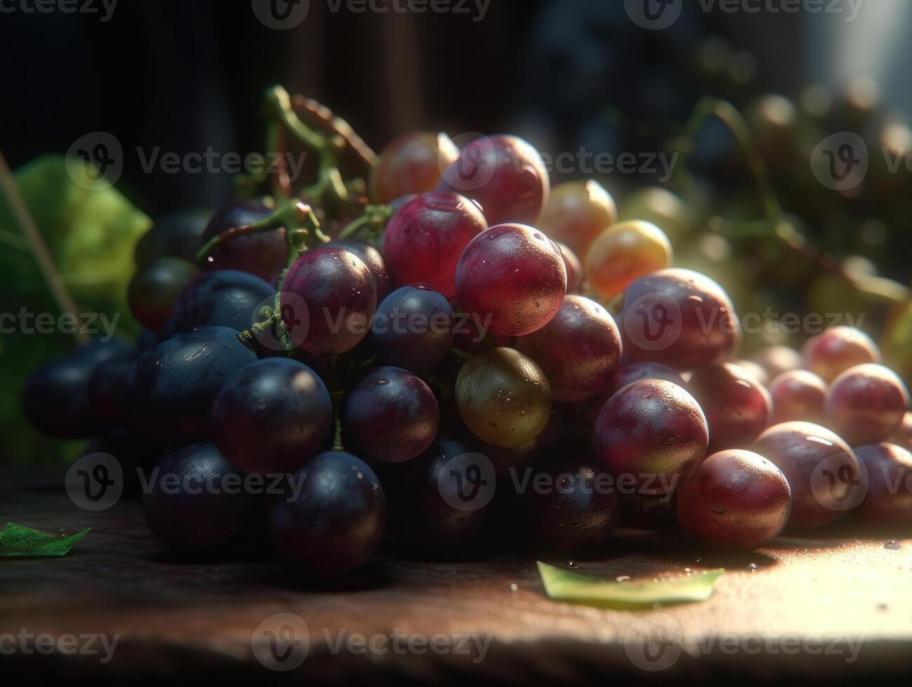 magnifique biologique Contexte de fraîchement choisi les raisins établi avec génératif ai La technologie photo