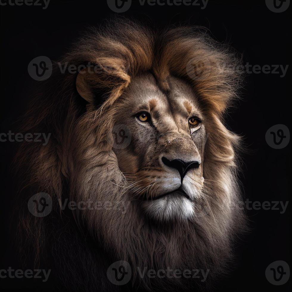 proche vue de Lion sur noir Contexte photo