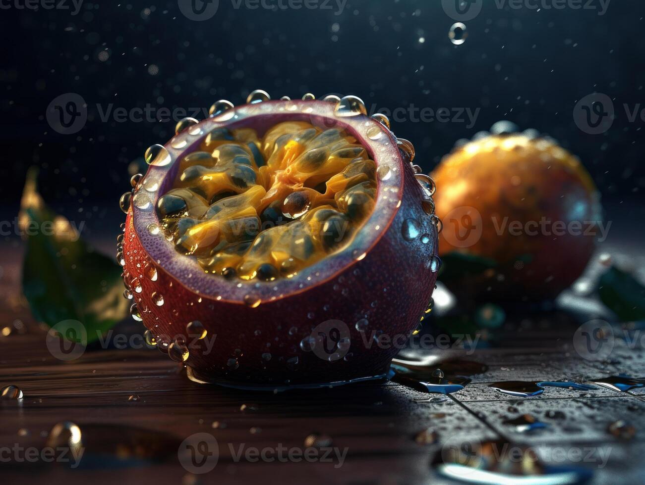 magnifique biologique Contexte de fraîchement choisi passion fruit établi avec génératif ai La technologie photo