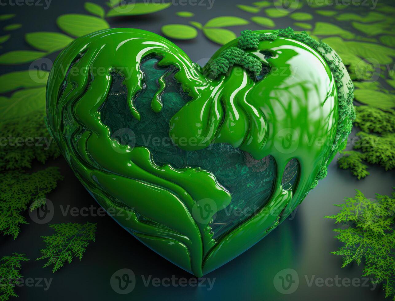 vert cœur cette représente environnement protection établi avec génératif ai La technologie photo