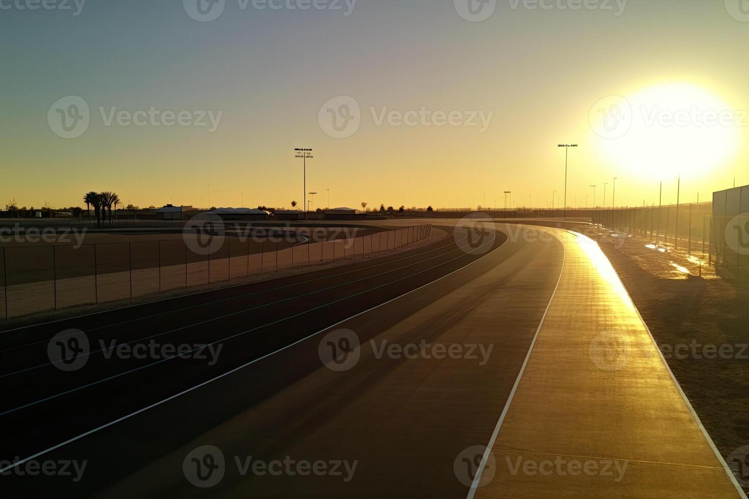 le jogging fonctionnement champ Piste avec vert paysage Extérieur fabriqué avec génératif ai photo