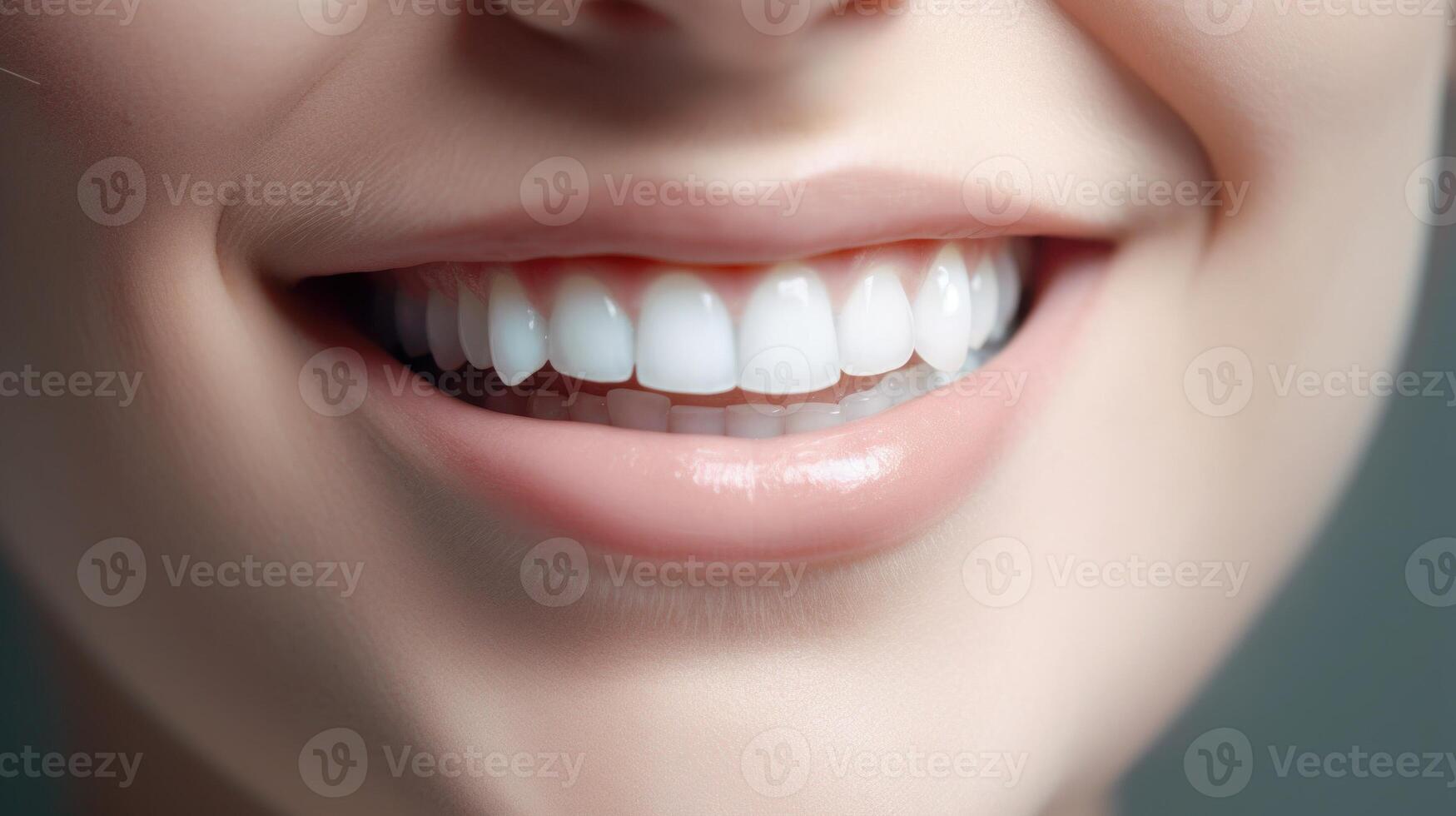 fermer portrait de une parfait sourire. génératif ai photo