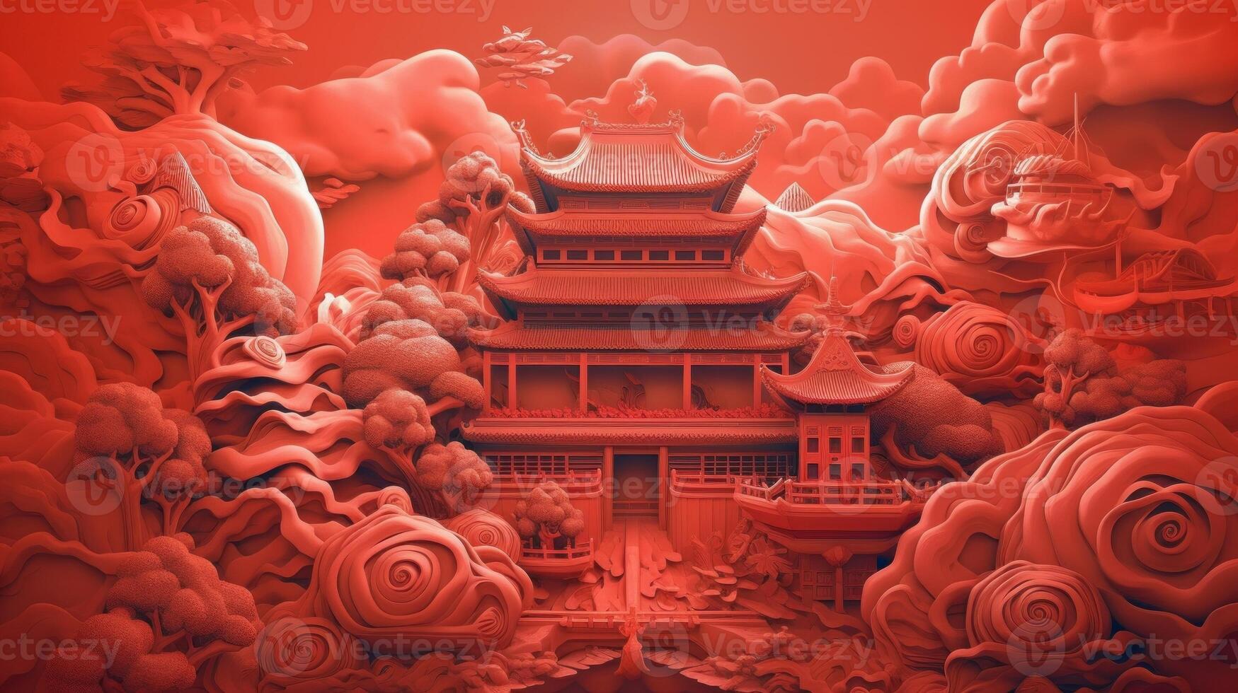 vif et vibrant 3d chinois illustration. génératif ai photo