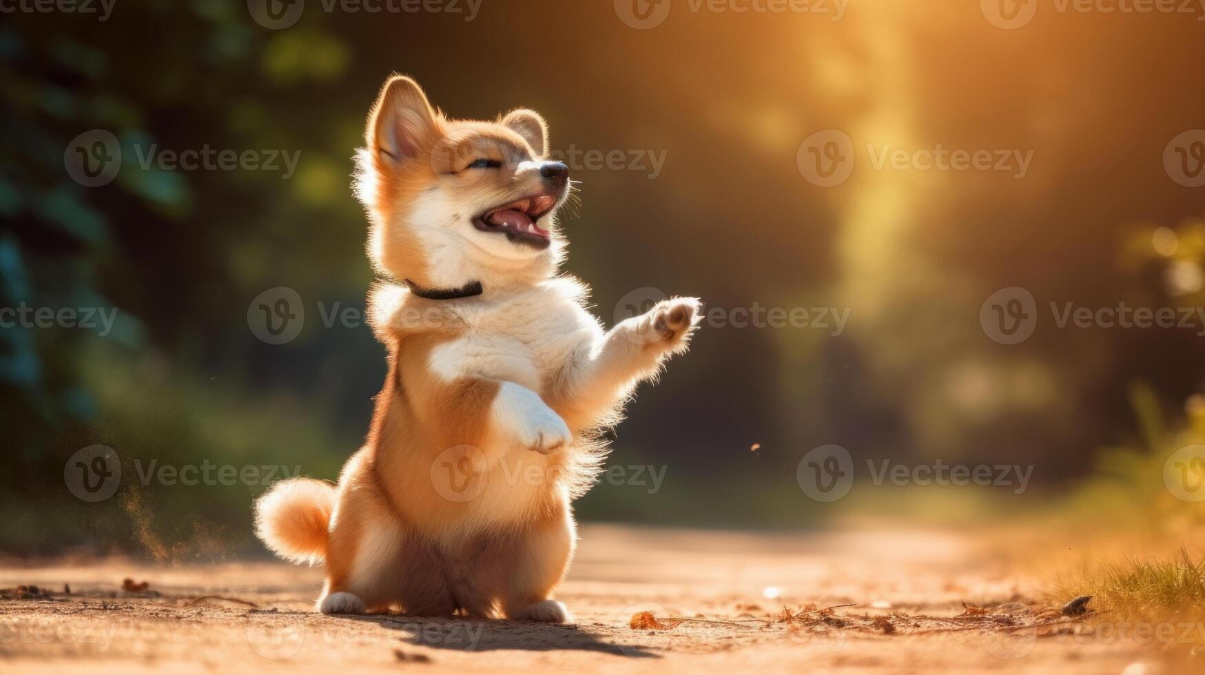 content chiot dans la nature. génératif ai photo